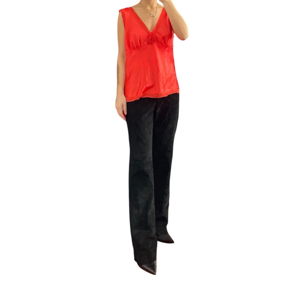 Joseph Ribkoff Red Satin Camisole with Flower Appliqué Size US 12